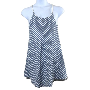 prAna Womens Seacoast Mini Dress Large Blue White Chevron Stripes #W31180367 - Picture 1 of 12