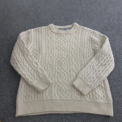 Aran Crafts Sweater Mens Large Cream Super Soft Merino Wool Cable Knit Pullover - Image 1 of 4