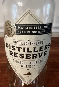Leere Bourbon Whisky Alkohol Flasche KO Distillers Reserviert Ungespült mit Korken - Bild 1 von 7