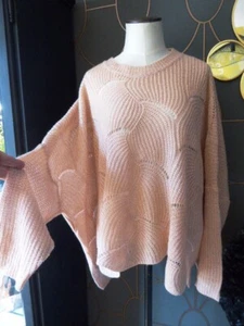 Breiter lockerer Pullover Wollmischung fließend feinmaschig pastellrosa XXL neuwertig - Bild 1 von 8