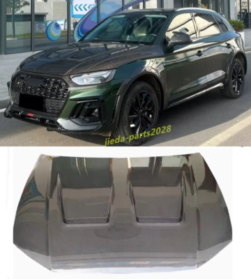 Fit For Audi Q5 SQ5 2018-25 Real Carbon Fiber car Front Hood Vented Bonnet Cover - Image 1 of 4