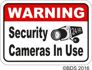 WARNING SECURITY CAMERAS IN USE VINYL STICKER DECAL  - Picture 1 of 1