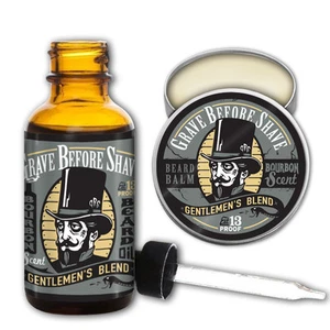 GRAVE BEFORE SHAVE Gentlemen's Blend Beard Pack (Oil ,and Balm Bourbon scent) - Picture 1 of 4