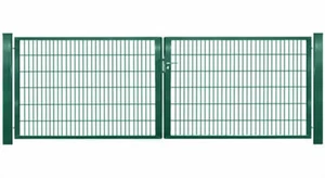 Gartentor Drehflügeltor 2 flg. Rohrrahmentor H:140cm B:296cm grün Doppelstab - Bild 1 von 12
