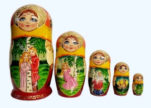 Matrioska da 5 pezzi (19 cm) dipinto a mano Матрешка Парочка 5 мест 19см. - Imagen 1 de 3