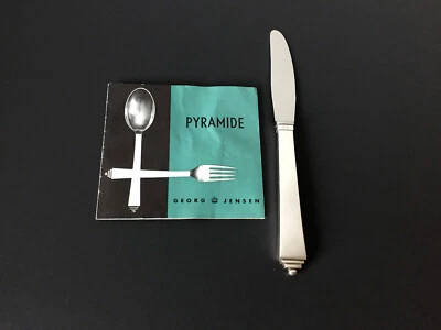 1 VTG Georg Jensen PYRAMID Dinner Knife LONG Sterling Handle WEIGHS 98G 8-7/8 IN - Image 1 of 4
