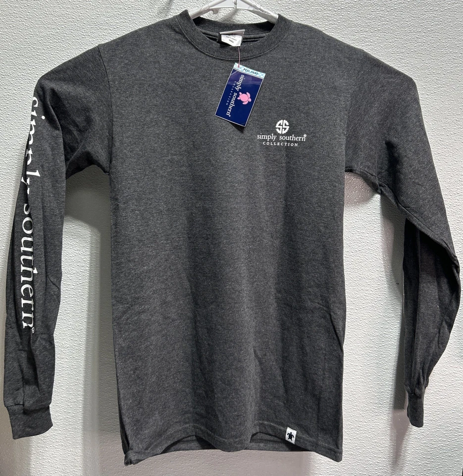 Camiseta Simply Southern Texas Manga Larga Gris Talla Pequeña Nueva Con Etiquetas Foto 1 de 4