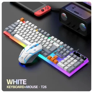 RAIKU T26 Wired 104 Keys Membrane Keyboard and Mouse Colourful Lighting Gaming - Picture 1 of 13