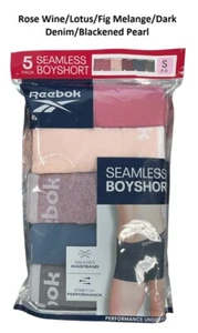 Reebok Ladies 5 Pack Relaxed Waistband Stretch Seamless Boyshorts - Picture 1 of 3