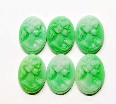 30-Cabujón camafeos de resina vintage 18x13 mm blanco desvanecido a verde cara derecha mujer Foto 1 de 4