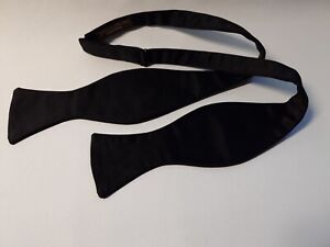 Men's New Black Satin Adjustable 100 %Silk Self Bow Tie Necktie Ties. ALTANAS 