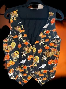 Chaleco de Halloween de Colección Ediciones Básicas Bruja Fantasma Gato Calabazas Embrujadas Talla Grande - Imagen 1 de 10