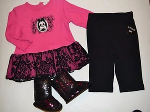 Spencer's Baby 2 Piece Girly Skull Long Sleeve Outfit 0-6 months or 12-18 - Picture 1 of 6