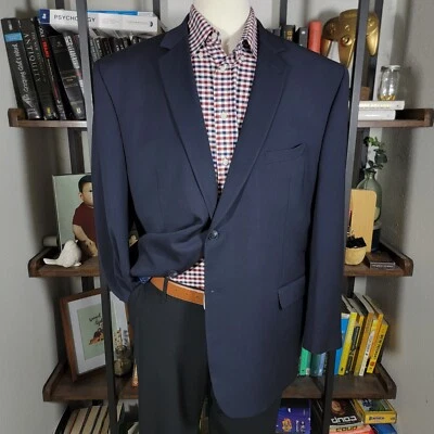 Perry Ellis Premium Men's Sport Coat Blazer Two Button Deep Navy Twill Wool 48R - Image 1 of 4