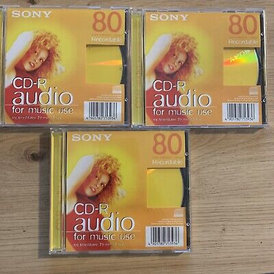 3 Stück Sony CD-R Color Collection Gelb, 80 Minuten CD-R Rohling Neu OVP • 8€