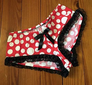 Lucky 13 Ruffle Panties Briefs Red White Polka Dot Lace Pin Up Girl burlesque - Picture 1 of 2