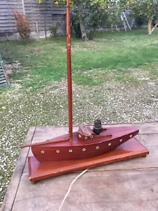 Antik Lampe Boot Segelboot Holz Mahagoni Vintage Mahogany Sailing Boat Lampe - Bild 1 von 10