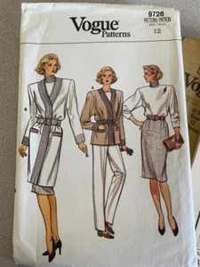 Vintage Vogue patrón de costura 9726 - Chaqueta, falda, pantalón y top Misses’ (talla 12) - Imagen 1 de 1