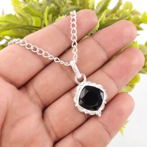Schwarzer Turmalin Anhänger 925 Sterlingsilber Halskette Gift Edelstein Schmuck - Bild 1 von 2