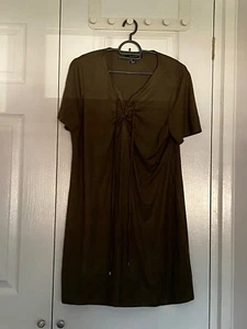 Ladies Primark Olive Green faux suede v neck short sleeved tie front size 8 - Picture 1 of 1