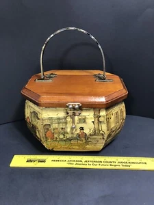 Vintage Anton Pieck Holz Geldbörse Decoupage Tasche Andenken Box *MANGEL - Bild 1 von 22