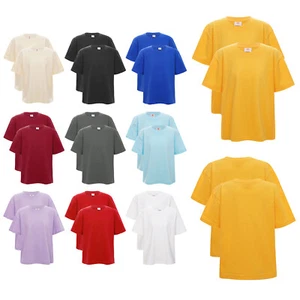 Kids Boys Shirt Plain Blouse 2-Pack Top Unisex T-shirt Sports Sweatshirt Cotton - Picture 1 of 65