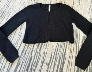 CHEROKEE GIRL'S BLACK SPARKLE CROPPED LS CARDIGAN SWEATER-XL (14/16)  Holiday - Picture 1 of 3