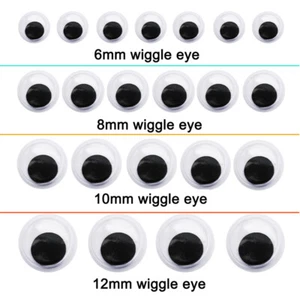 500PCS 6-12mm Assorted Plastic Googly Wiggle Eye Sticker for Teddy Bear Doll DIY - Picture 1 of 12