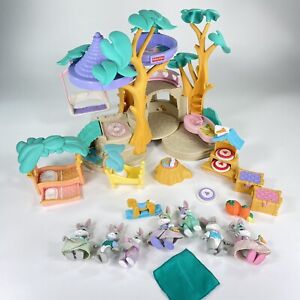 HIDEAWAY HOLLOW FISHER PRICE BUNNY TREE HOUSE BUNDLE LOT VINTAGE 90’s