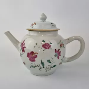 Antique 18th Century Chinese Famille Rose Teapot Painted With Flowers - Picture 1 of 19