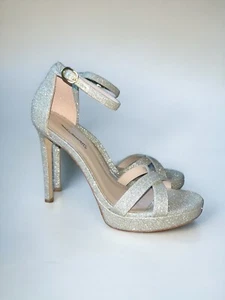Stuart Weitzman FKK Disco Metallic Glitzer High Heel Sandale 7,5 - Bild 1 von 5