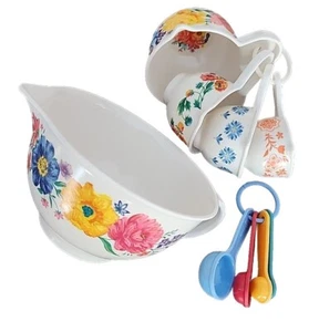 Pioneer Woman ~ BRILLIANT BLOOMS ~ Melamine ~ Batter Bowl w/Measuring Sets - Picture 1 of 7