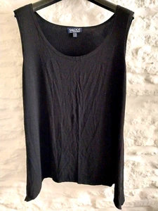 SALOOS Top 16 Black Sleeveless Tunic Scoop Neck Swingy Stretchy 5% Elastane vgc - Picture 1 of 5