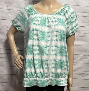 Chaps Shirt Large Teal Green White Tie Dye Southwest Style Cotton Modal Blend - Picture 1 of 13
