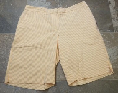 Pantalones Cortos Liz Golf Audra Naranja Blanco Rayas Bolsillos Elastizados - Para Mujer Talla 14 Foto 1 de 4