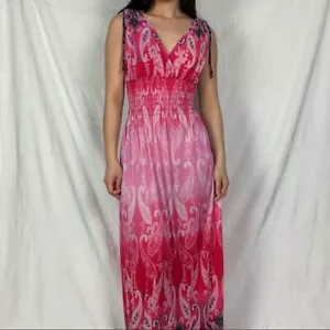 small pink and black paisley print ombre maxi dress - Picture 1 of 12