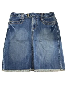 Old Navy Damen Jeansrock Größe 2 Baumwolle ausgefranster Saum blau Jeans niedrige Taille - Bild 1 von 7