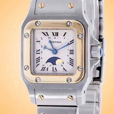 Reloj Cartier Santos Galbée Pequeño Fase Lunar Cuarzo Damas Acero/Oro Amarillo Foto 1 de 4
