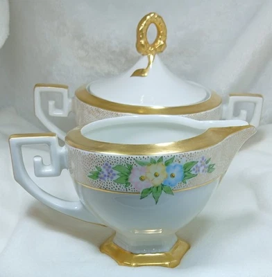 Crema Azúcar Porcelana MZ Austria Moritz Zdekauer Oro Flores Westerling 1460 Foto 1 de 4
