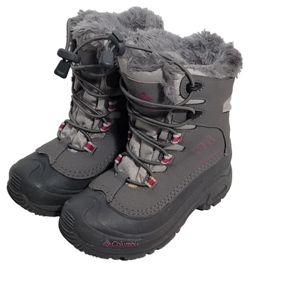 Columbia 200 Gramos Impermeable Gris Y Rosa Botas de Nieve Niños Grandes Talla 5 Foto 1 de 4