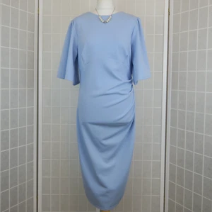 Quiz Dress UK 18 Pale Blue Bodycon Ruched Half Sleeve Midi Party Cocktail Formal - Picture 1 of 15