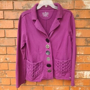 Neon Buddha Women's Purple Button-Up Jacket Knit Pockets Long Sleeve Size S - Picture 1 of 6
