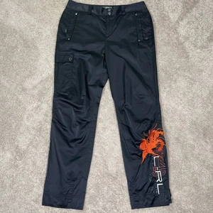 Pantalones cargo Ralph Lauren para mujer 12 negros satinados bordados dragón asiático Y2K L-RL - Imagen 1 de 11