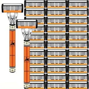 6-Layer Men’s Safety Razor Set with Replaceable Stainless Steel Shaving Blades - Picture 1 of 14