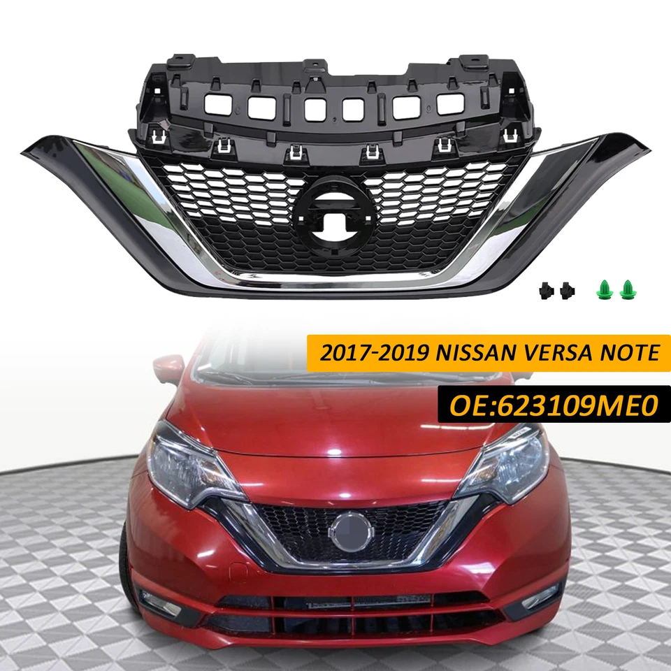 Front Bumper Upper Grille Chrome For 2017-2019 Nissan Versa Note 623109ME0A - Image 1 of 4