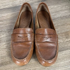 Born Malena Cognac Leather Loafer Comfort Slip On Shoes Tan Brown Womens Size 7 - Picture 1 of 7