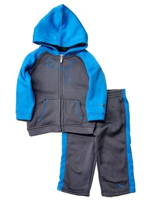 Conjunto de 2 piezas de conjunto deportivo con capucha y pantalones deportivos Puma Infantiles Gris y Azul 24 m Foto 1 de 2