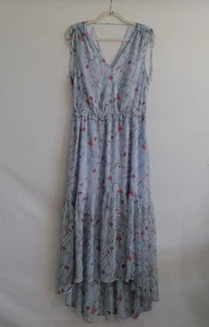 Banana Republic Womens Light Blue Floral Print Romantic Maxi Dress Tall Size 12 - Picture 1 of 8