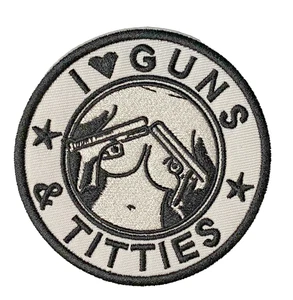 I Heart Love Guns and Titties 3.5in Embroidered Iron-on Patch - Picture 1 of 3