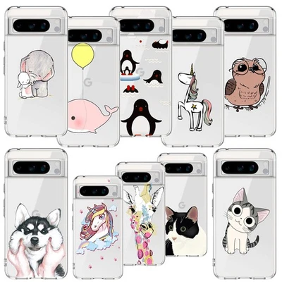 Funda transparente de animales de dibujos animados para teléfono Google Pixel 9A 8A 7A 6A 9 8 7 6 Foto 1 de 4